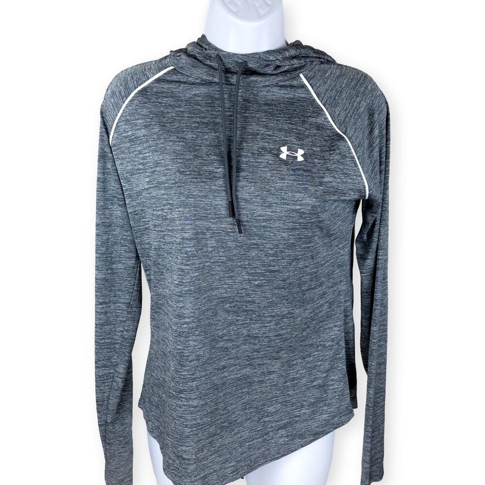 Under Armour Velocity Wordmark Gray White Womens Performance Hoodie S